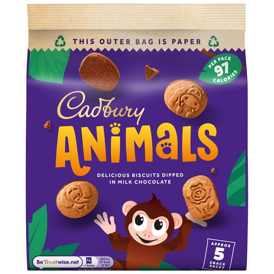 Cadbury Animals Biscuits - Milk Chocolate 5 x 19.9g