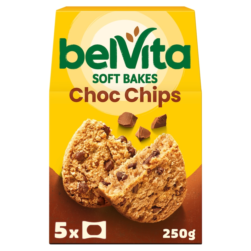 Belvita Breakfast Chocolate Chip Soft Bakes Cereal Snack Bars Pack 5 x 50g