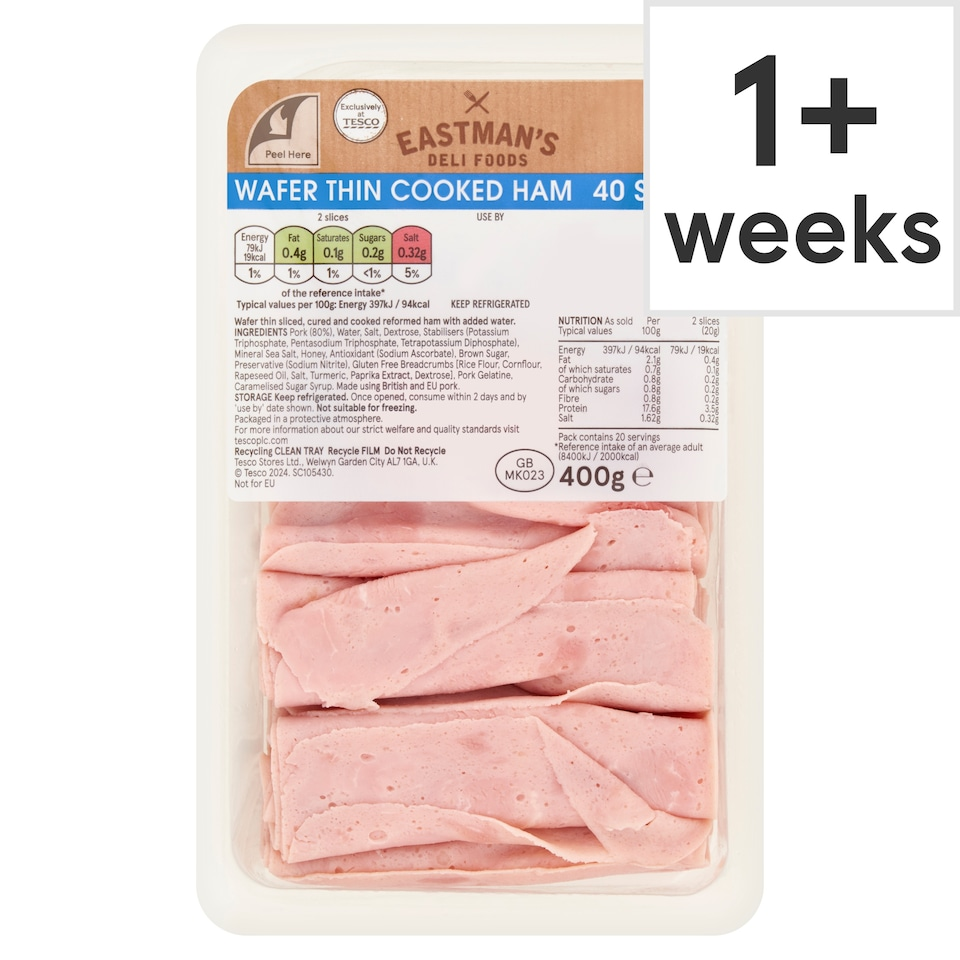 Eastmans Wafer Thin Cooked Ham Slices 400g