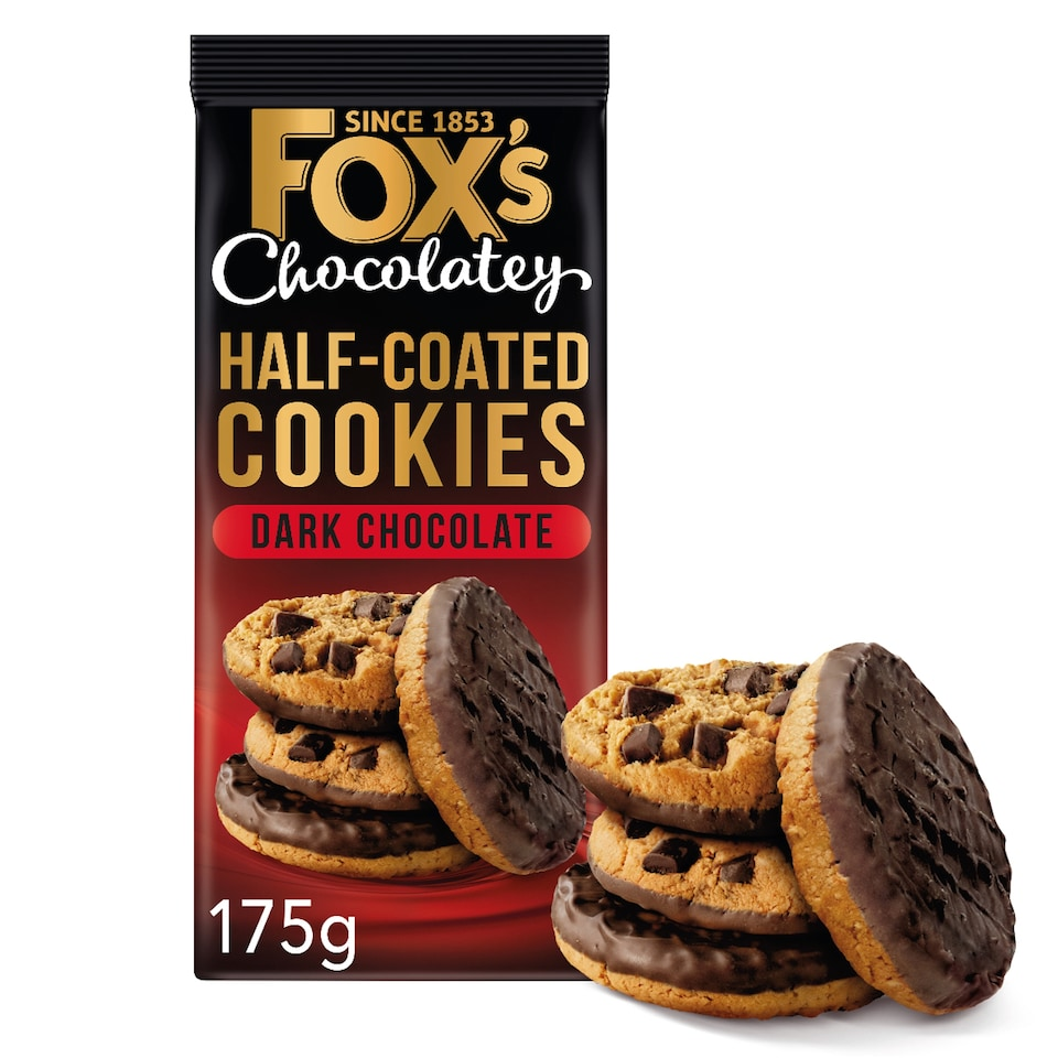 Fox's Fabulous Half Coated Dark Chocolate Cookies 175g